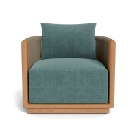 Palm Beach Teak Swivel Lounge Chair | Teak Natural, Zuma Flax, Rope Stone