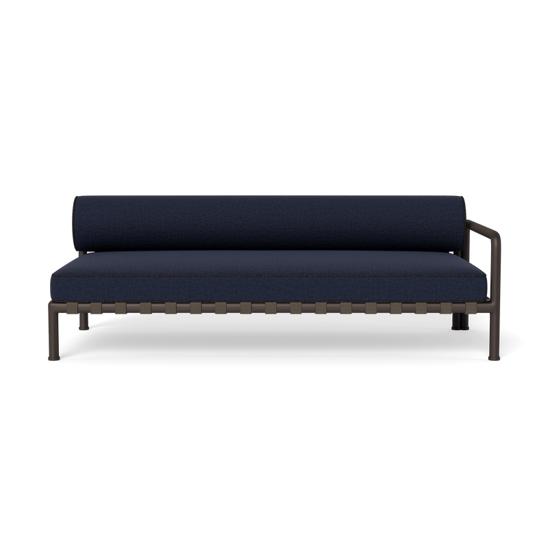 Parker 2 Seat 1 Arm Right | Aluminum Bronze, Siesta Indigo, Copacabana Midnight