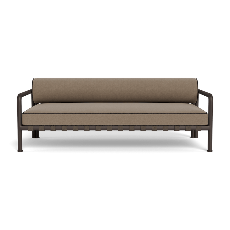 Parker 2 Seat Sofa | Aluminum Bronze, Panama Coco, Copacabana Midnight