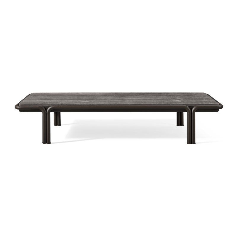 Parker Rectangle Coffee Table | Aluminum Bone, Travertine Dark Grey,