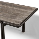 Parker Rectangle Dining Table 110" | Aluminum Bone, Travertine Dark Grey,