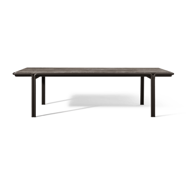 Parker Rectangle Dining Table 110" | Aluminum Bone, Travertine Dark Grey,