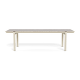 Parker Rectangle Dining Table 110" | Aluminum Bone, Travertine Dark Grey,