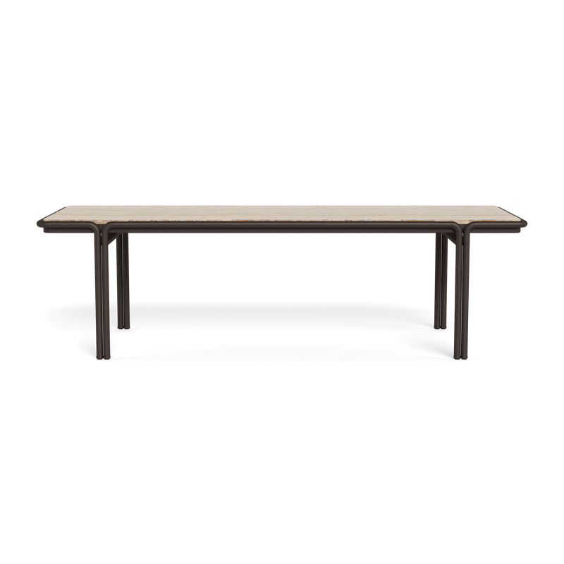 Parker Rectangle Dining Table 110" | Aluminum Bronze, Travertine Natural,