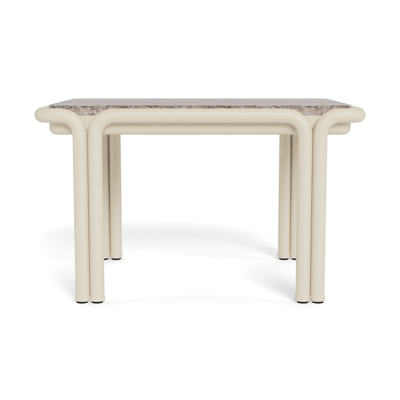 Parker Side Table | Aluminum Bone, Travertine Dark Grey,