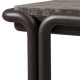 Parker Side Table | Aluminum Bone, Travertine Dark Grey,