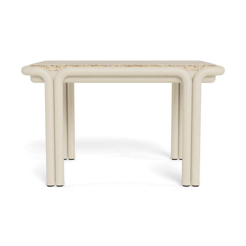 Parker Side Table | Aluminum Bone, Travertine Natural,