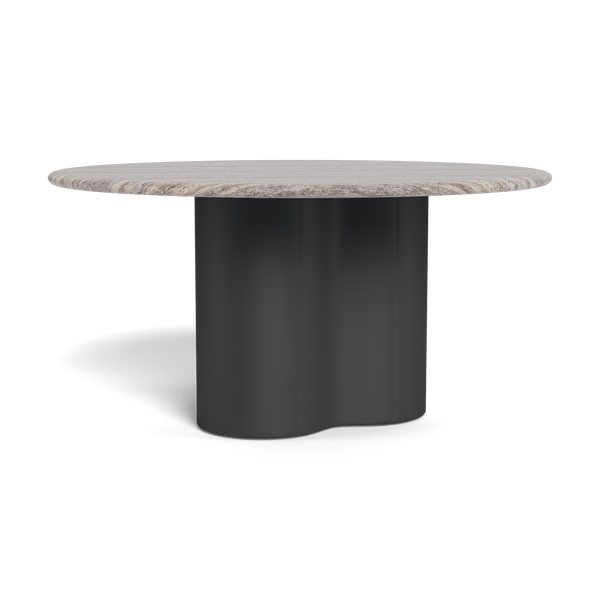 Porto Aluminum Round Dining Table 60" | Aluminum Asteroid, Travertine Dark Grey,