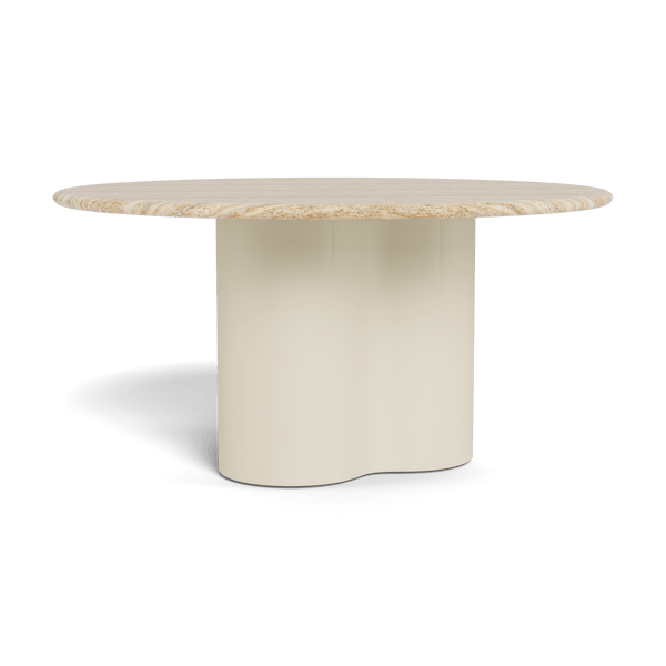 Porto Aluminum Round Dining Table 60" | Aluminum Bone, Travertine Natural,