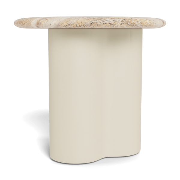 Porto Aluminum Round Side Table 22" | Aluminum Bone, Travertine Natural,