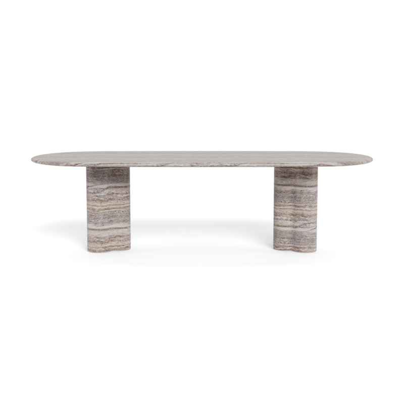Porto Travertine Pill Dining Table 108"