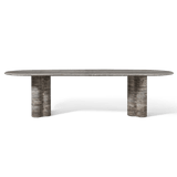 Porto Travertine Pill Dining Table 120" | Travertine Dark Grey, ,