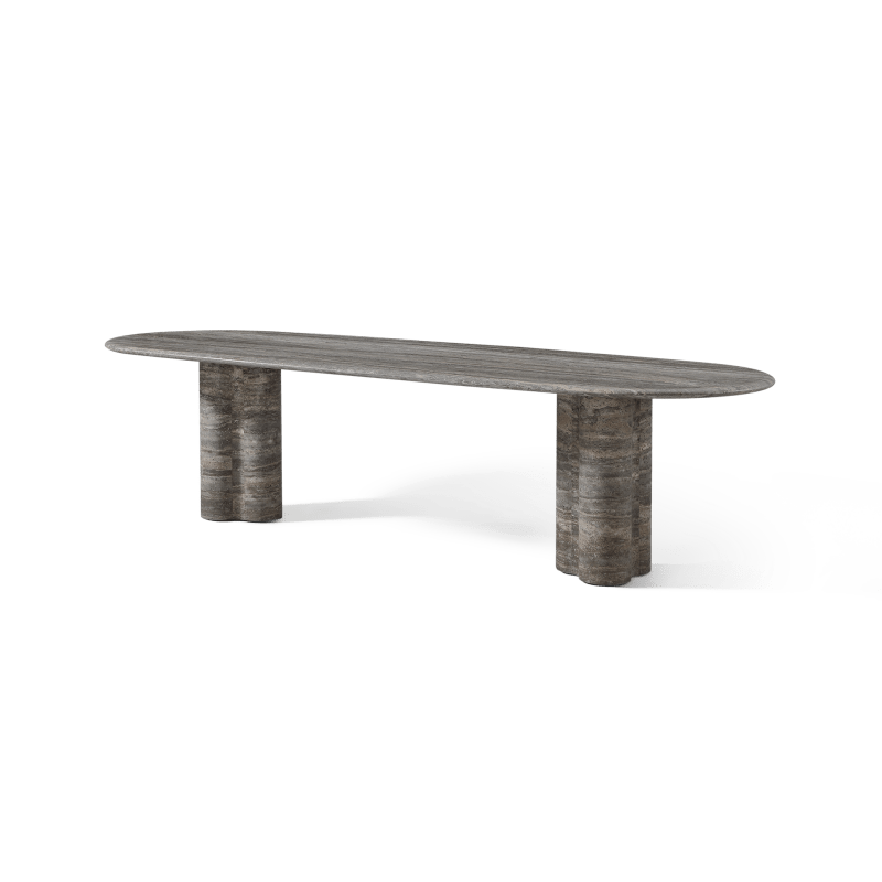 Porto Travertine Pill Dining Table 120"