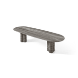Porto Travertine Pill Dining Table 120" | Travertine Dark Grey, ,