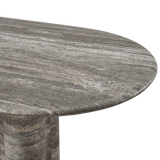 Porto Travertine Pill Dining Table 120" | Travertine Dark Grey, ,