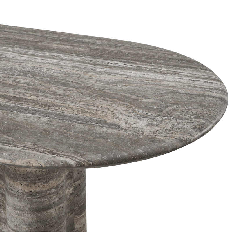 Porto Travertine Pill Dining Table 120" | Travertine Dark Grey, ,