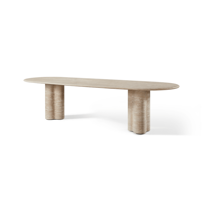 Porto Travertine Pill Dining Table 120"