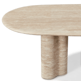 Porto Travertine Pill Dining Table 120" | Travertine Natural, ,