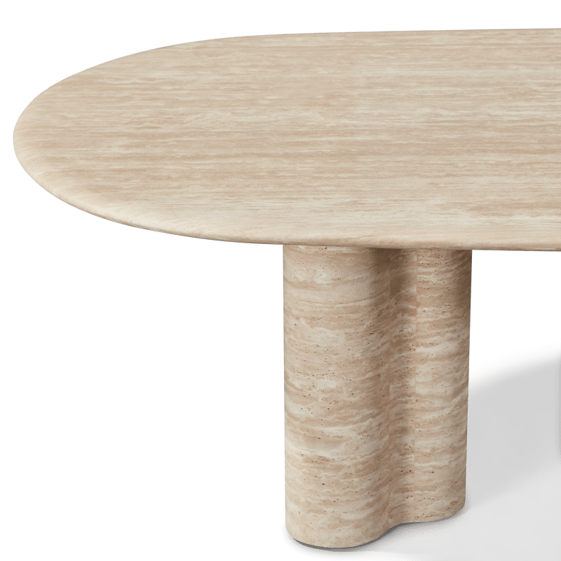 Porto Travertine Pill Dining Table 120" | Travertine Natural, ,