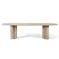 Porto Travertine Pill Dining Table 120"