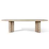 Porto Travertine Pill Dining Table 120" | Travertine Natural, ,