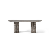Porto Travertine Pill Dining Table 84"