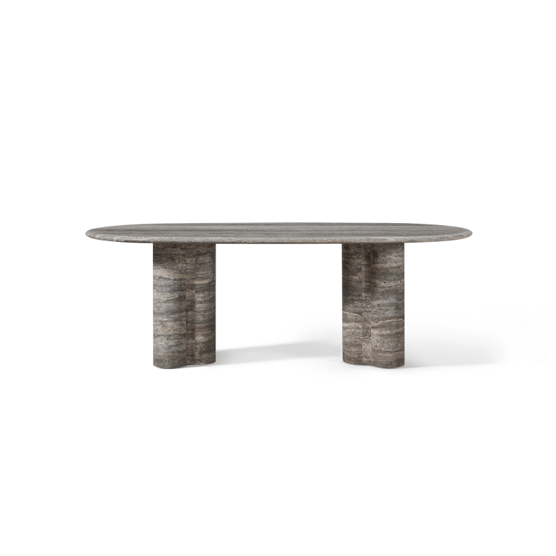 Porto Travertine Pill Dining Table 84"