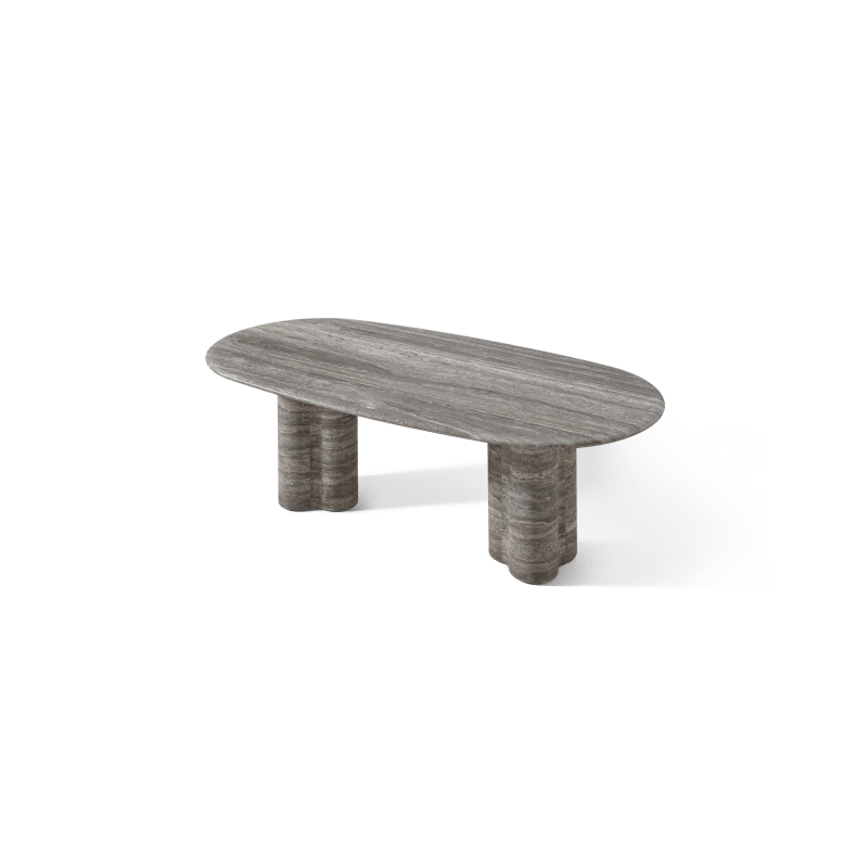 Porto Travertine Pill Dining Table 84"