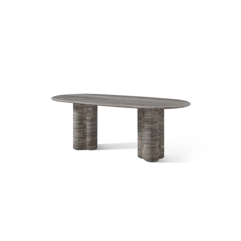 Porto Travertine Pill Dining Table 84"