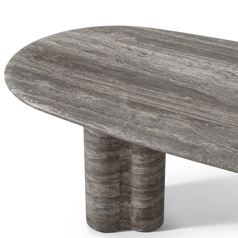 Porto Travertine Pill Dining Table 84"
