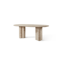 Porto Travertine Pill Dining Table 84"