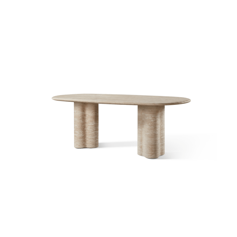 Porto Travertine Pill Dining Table 84"