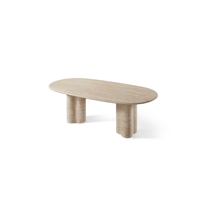 Porto Travertine Pill Dining Table 84"