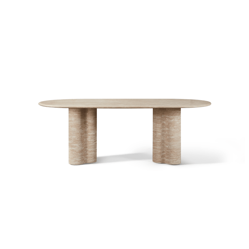 Porto Travertine Pill Dining Table 84"