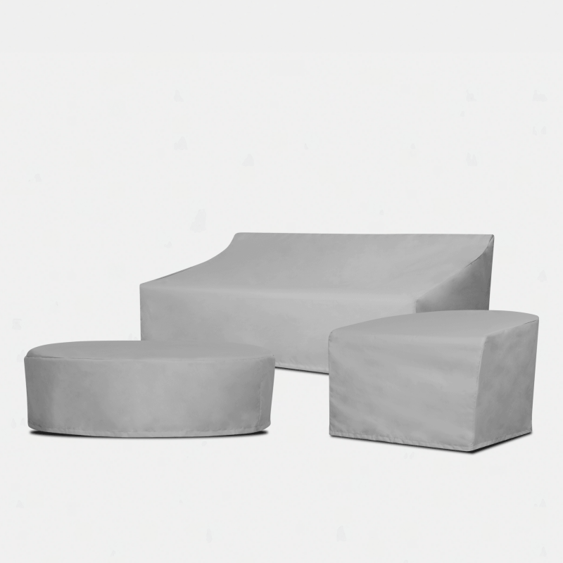 Porto Travertine Pill Dining Table 84" - Weather Cover | Surlast Grey, ,