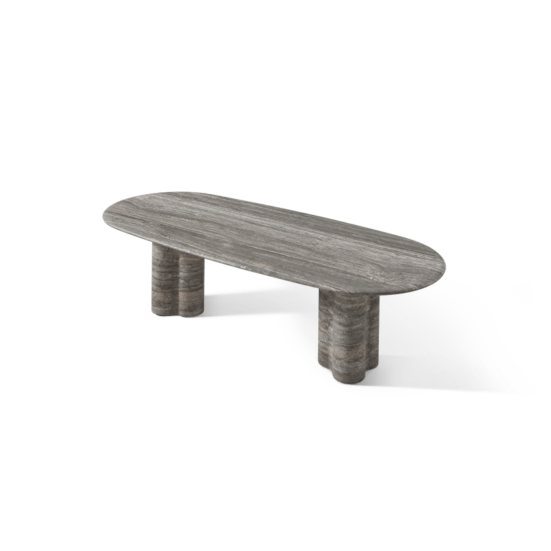 Porto Travertine Pill Dining Table 96"