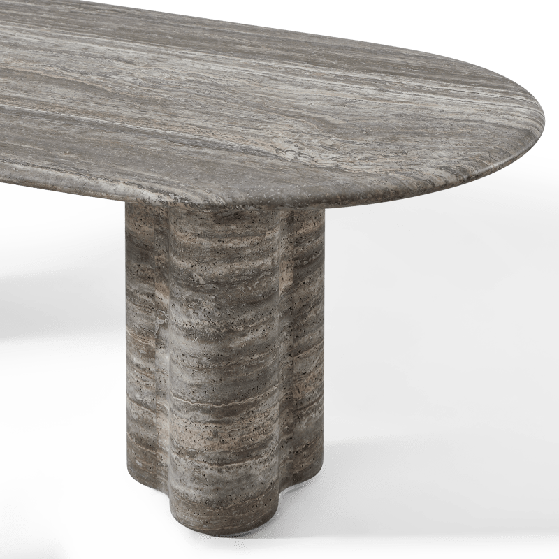 Porto Travertine Pill Dining Table 96"