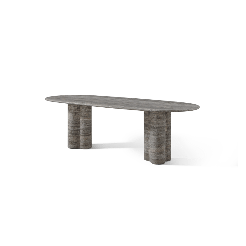 Porto Travertine Pill Dining Table 96"