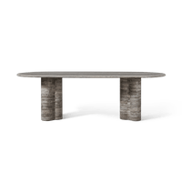 Porto Travertine Pill Dining Table 96"