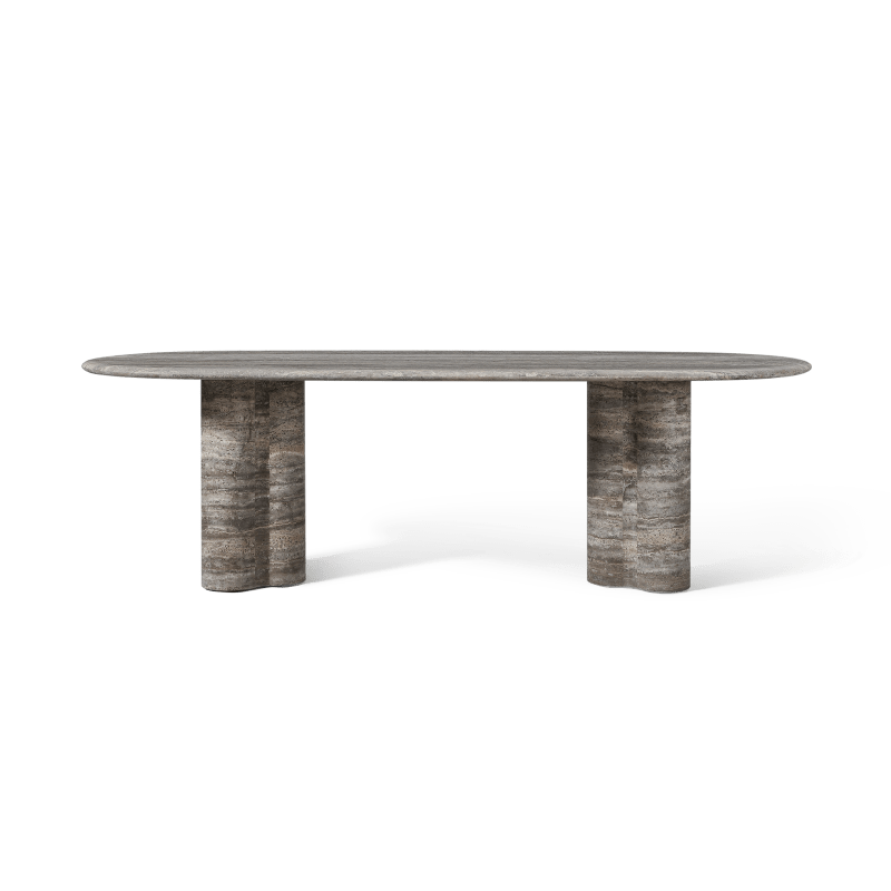 Porto Travertine Pill Dining Table 96"
