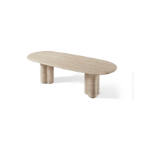 Porto Travertine Pill Dining Table 96"