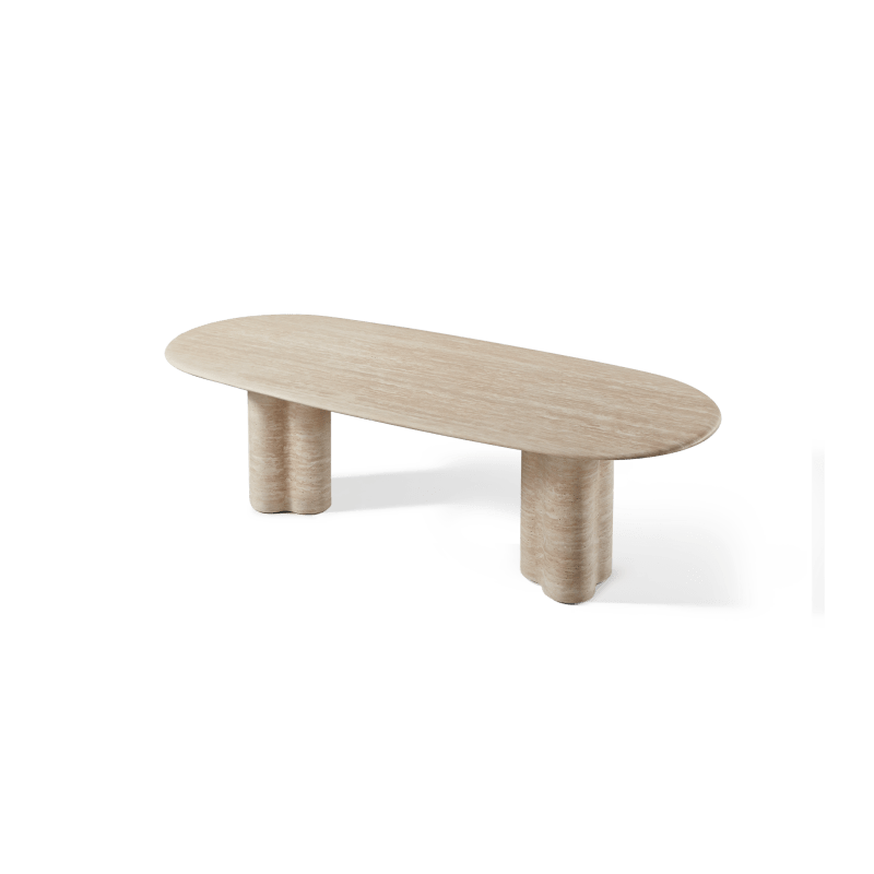 Porto Travertine Pill Dining Table 96"