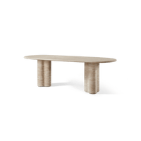 Porto Travertine Pill Dining Table 96"