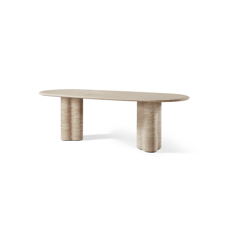 Porto Travertine Pill Dining Table 96"