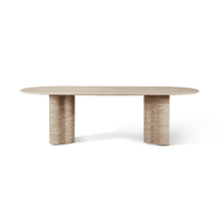 Porto Travertine Pill Dining Table 96"