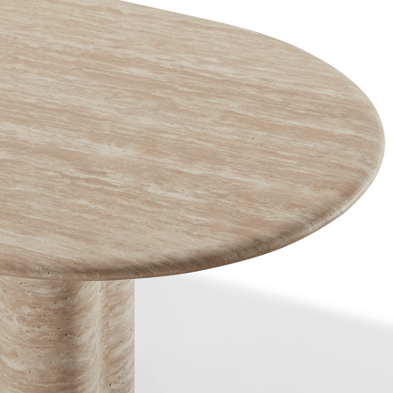 Porto Travertine Pill Dining Table 96"