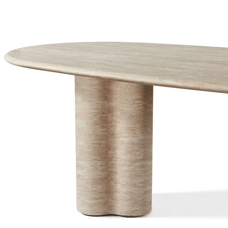 Porto Travertine Pill Dining Table 96"