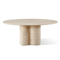 Porto Travertine Round Dining Table 72"