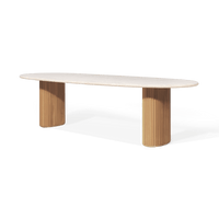 Rhodes Teak Oval Open Dining Table 108"