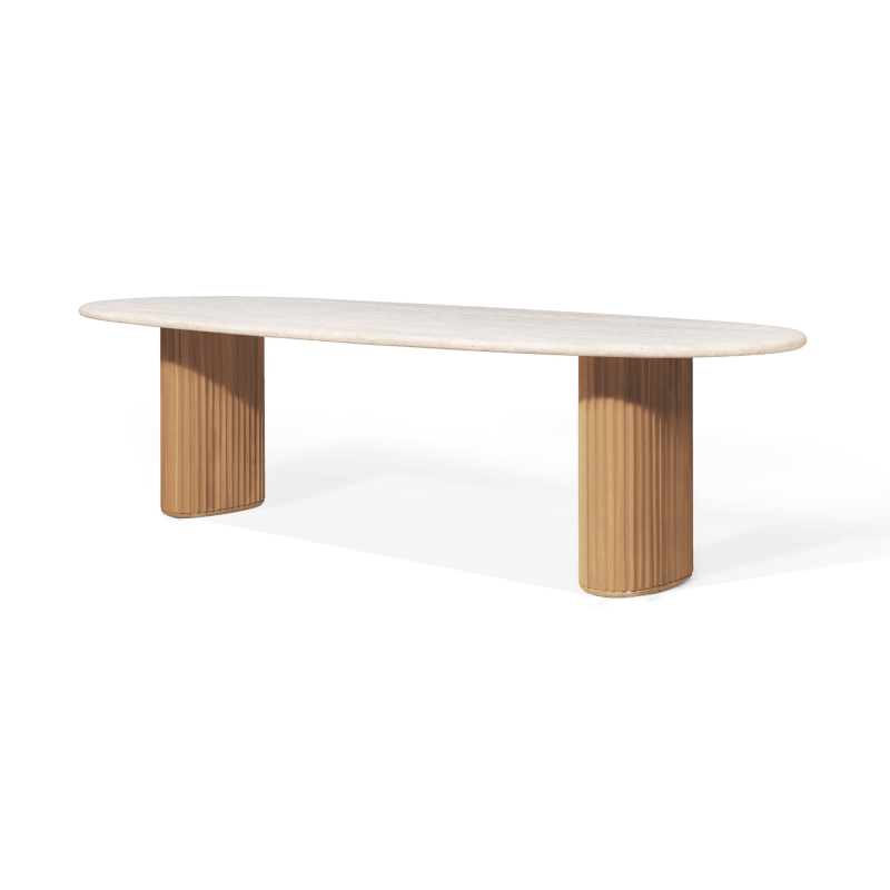 Rhodes Teak Oval Open Dining Table 108"